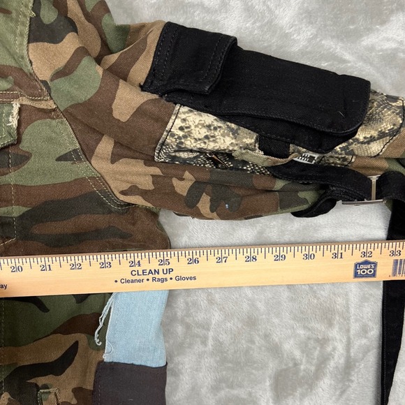 VALABASAS Solar Jacket XL Black Camo Panelled Distressed Denim Jacket - Picture 12 of 16